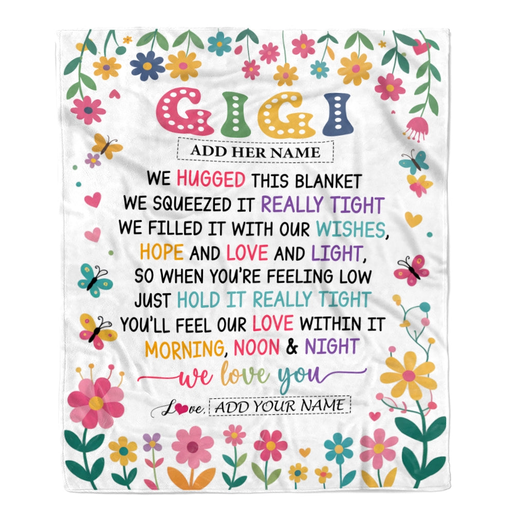 Personalized Gifts For Gigi From Granddaughter Grandkids Blanket We Hugged This Blanket Floral Presents Birthday Gift For Gigi Gifts Customized Fleece Blanket | siriusteestore