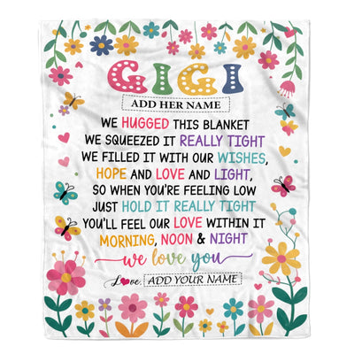 Personalized Gifts For Gigi From Granddaughter Grandkids Blanket We Hugged This Blanket Floral Presents Birthday Gift For Gigi Gifts Customized Fleece Blanket | siriusteestore