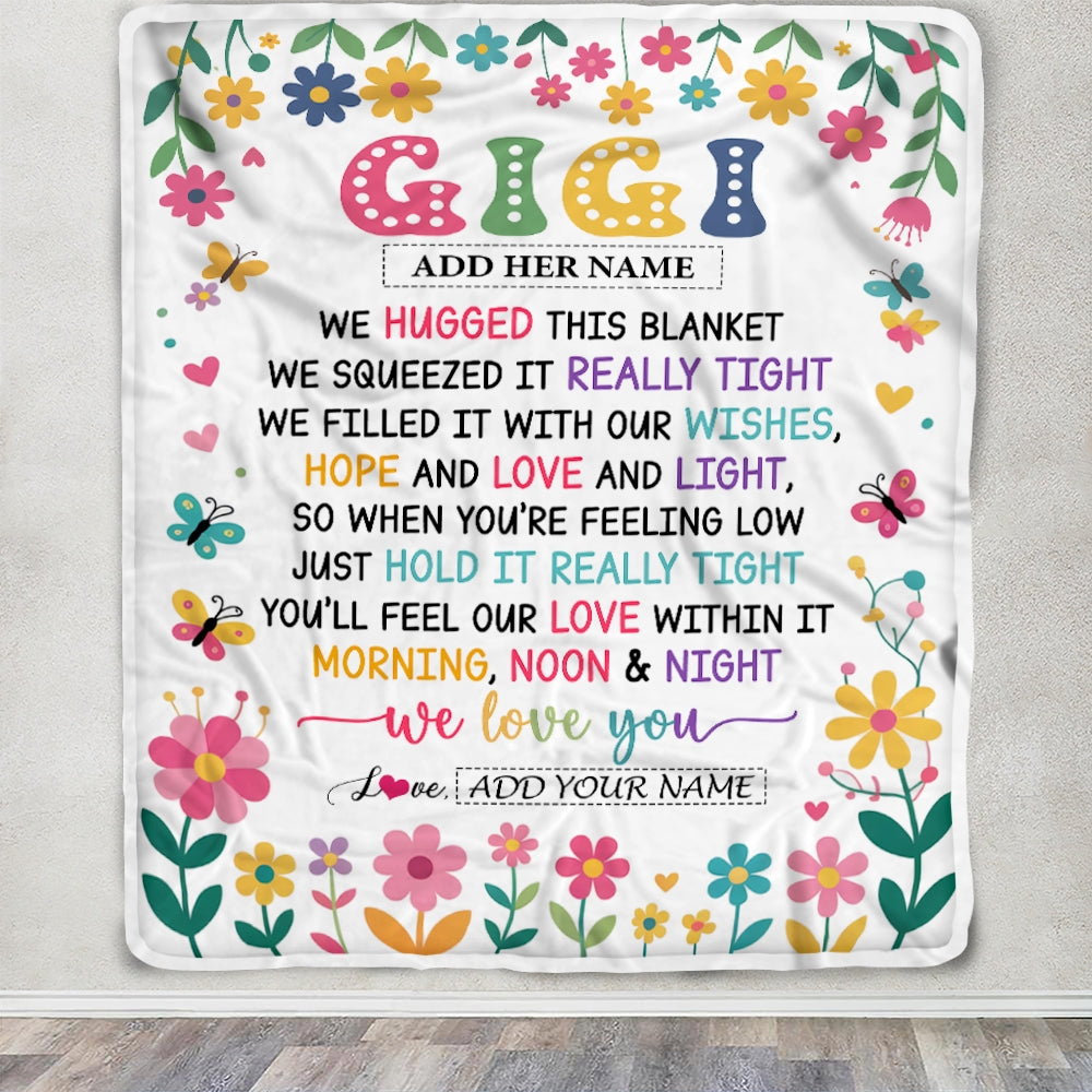 Personalized Gifts For Gigi From Granddaughter Grandkids Blanket We Hugged This Blanket Floral Presents Birthday Gift For Gigi Gifts Customized Fleece Blanket | siriusteestore
