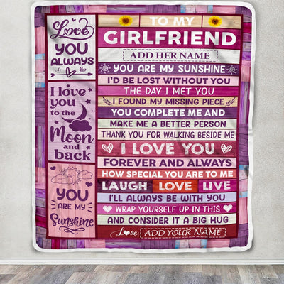 Personalized Gifts For Girlfriend From Boyfriend Blanket Wood Love You Always Valentines Romantic Birthday Gifts For Girlfriend Her Christmas Fleece Blanket | siriusteestore