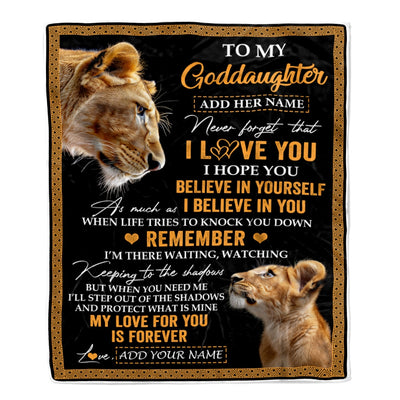 Personalized Gifts For Goddaughter Blanket From Godmother Aunt Lion My Love For You Is Forever Goddaughter Birthday Gifts Christmas Custom Fleece Blanket | siriusteestore