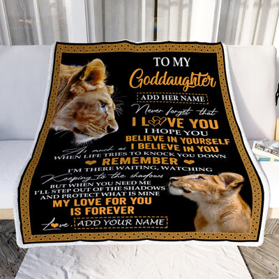 Personalized Gifts For Goddaughter Blanket From Godmother Aunt Lion My Love For You Is Forever Goddaughter Birthday Gifts Christmas Custom Fleece Blanket | siriusteestore