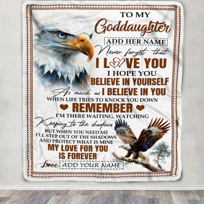 Personalized Gifts For Goddaughter Blanket From Godmother Godfather Eagle My Love For You Is Forever Goddaughter Birthday Gifts Christmas Fleece Blanket | siriusteestore