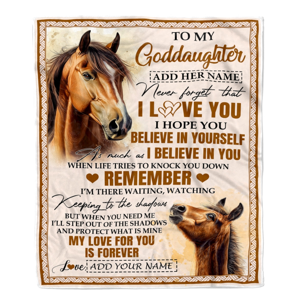 Personalized Gifts For Goddaughter Blanket From Godmother Godfather Horse My Love For You Is Forever Goddaughter Birthday Gifts Christmas Fleece Blanket | siriusteestore