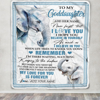 Personalized Gifts For Goddaughter Blanket From Godmother Uncle Elephant My Love For You Is Forever Goddaughter Birthday Gifts Christmas Custom Fleece Blanket | siriusteestore