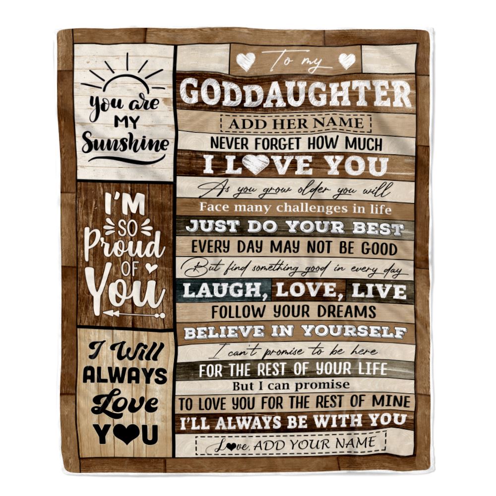 Personalized Gifts For Goddaughter From Aunt Blanket Wood Love You Mothers Day Goddaughter Gifts Birthday Graduation Christmas Customized Fleece Throw Blanket | siriusteestore