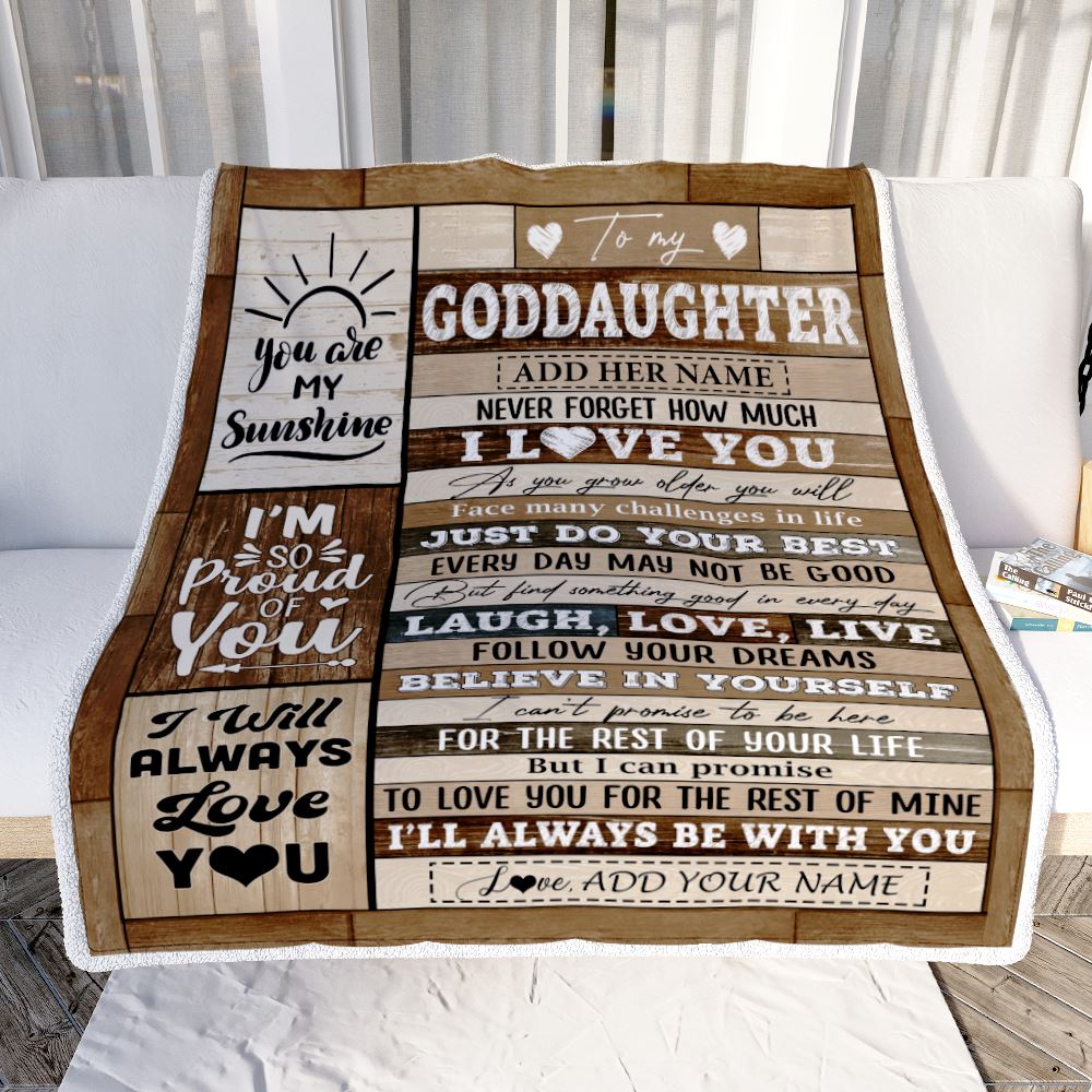 Personalized Gifts For Goddaughter From Aunt Blanket Wood Love You Mothers Day Goddaughter Gifts Birthday Graduation Christmas Customized Fleece Throw Blanket | siriusteestore