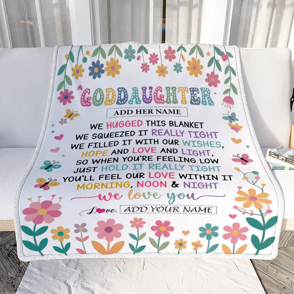 Personalized Gifts For Goddaughter From Godmother Blanket We Hugged This Blanket Floral Presents Birthday Gift For Goddaughter Gifts Customized Fleece Blanket | siriusteestore