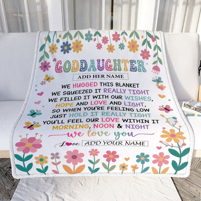 Personalized Gifts For Goddaughter From Godmother Blanket We Hugged This Blanket Floral Presents Birthday Gift For Goddaughter Gifts Customized Fleece Blanket | siriusteestore