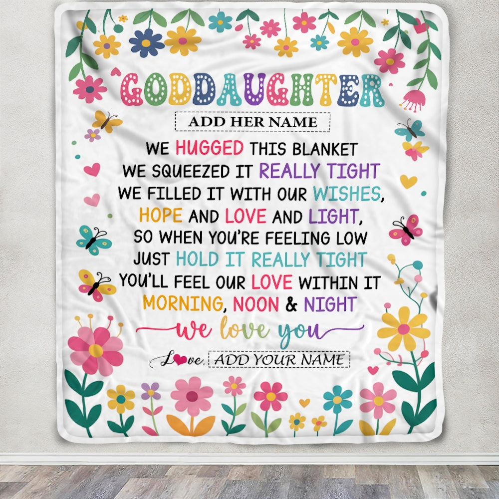Personalized Gifts For Goddaughter From Godmother Blanket We Hugged This Blanket Floral Presents Birthday Gift For Goddaughter Gifts Customized Fleece Blanket | siriusteestore