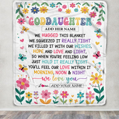 Personalized Gifts For Goddaughter From Godmother Blanket We Hugged This Blanket Floral Presents Birthday Gift For Goddaughter Gifts Customized Fleece Blanket | siriusteestore