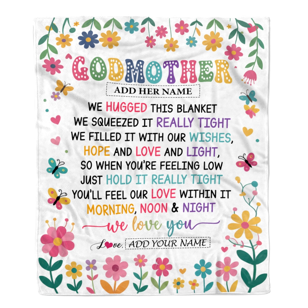 Personalized Gifts For Godmother From Goddaughter Godson Blanket We Hugged This Blanket Floral Presents Birthday Gift For Aunt Gifts Customized Fleece Blanket | siriusteestore