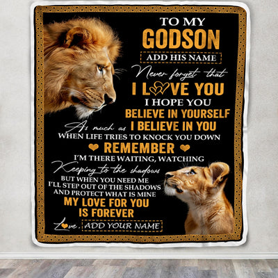Personalized Gifts For Godson Blanket From Godfather Uncle Lion My Love For You Is Forever Godson Birthday Gifts Graduation Christmas Fleece Blanket | siriusteestore