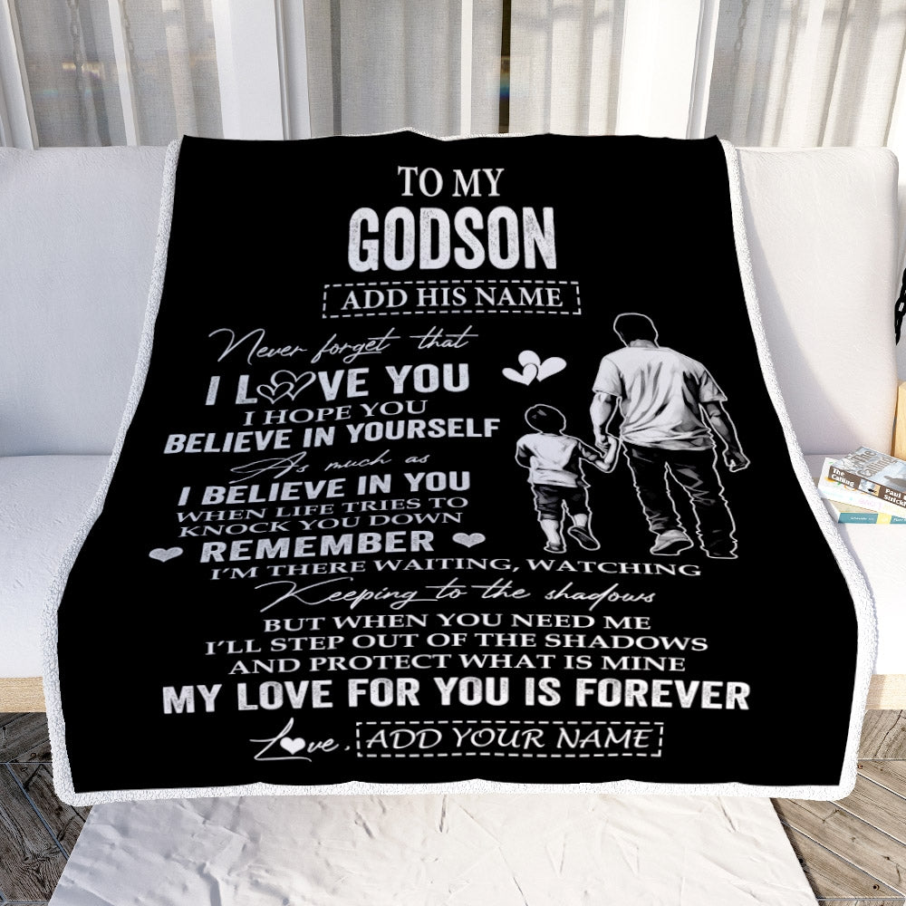 Personalized Gifts For Godson Blanket From Godfather Uncle  My Love For You Is Forever Godson Birthday Gifts Graduation Christmas Custom Fleece Throw Blanket | siriusteestore
