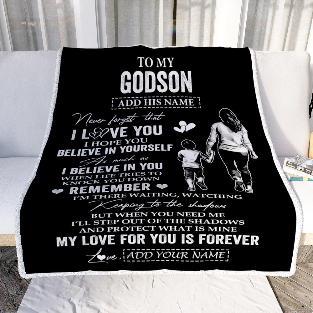 Personalized Gifts For Godson Blanket From Godmother Aunt My Love For You Is Forever Godson Birthday Gifts Graduation Christmas Custom Fleece Throw Blanket | siriusteestore