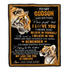 Personalized Gifts For Godson Blanket From Godmother Godfather Tiger My Love For You Is Forever Godson Birthday Gifts Graduation Christmas Fleece Blanket | siriusteestore