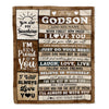 Personalized Gifts For Godson From Godmother Aunt Blanket Wood Love You Fathers Day Godson Gifts Birthday Graduation Christmas Customized Fleece Throw Blanket | siriusteestore