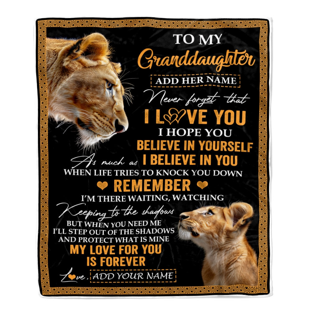 Personalized Gifts For Granddaughter Blanket From Grandma Grandmother Lion My Love For You Is Forever Granddaughter Birthday Gifts Christmas Fleece Blanket | siriusteestore