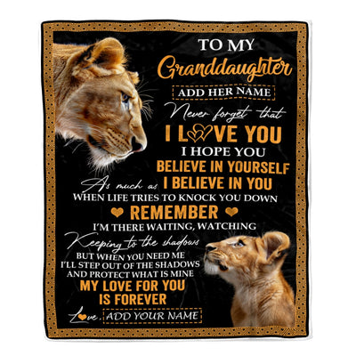 Personalized Gifts For Granddaughter Blanket From Grandma Grandmother Lion My Love For You Is Forever Granddaughter Birthday Gifts Christmas Fleece Blanket | siriusteestore