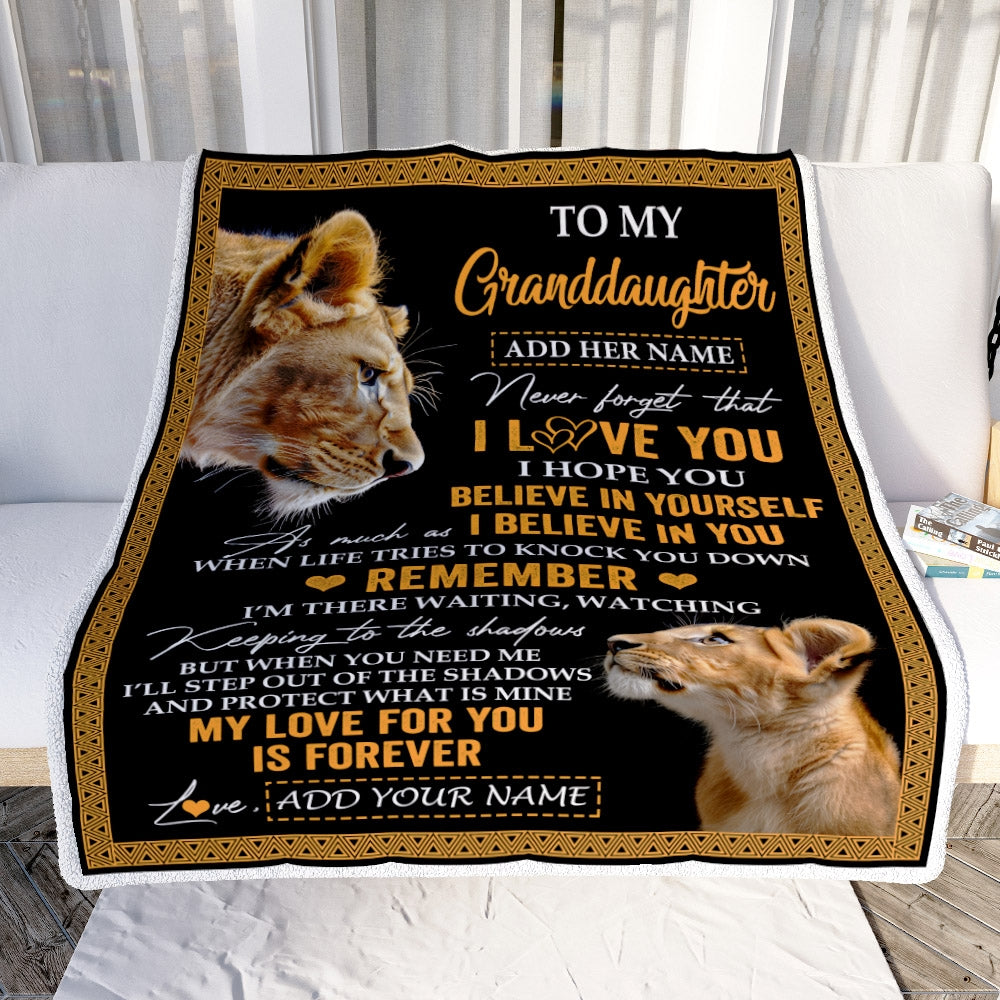 Personalized Gifts For Granddaughter Blanket From Grandma Grandmother Lion My Love For You Is Forever Granddaughter Birthday Gifts Christmas Fleece Blanket | siriusteestore