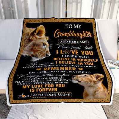 Personalized Gifts For Granddaughter Blanket From Grandma Grandmother Lion My Love For You Is Forever Granddaughter Birthday Gifts Christmas Fleece Blanket | siriusteestore