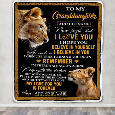 Personalized Gifts For Granddaughter Blanket From Grandma Grandmother Lion My Love For You Is Forever Granddaughter Birthday Gifts Christmas Fleece Blanket | siriusteestore