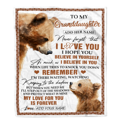 Personalized Gifts For Granddaughter Blanket From Grandma Grandpa Bear My Love For You Is Forever Granddaughter Birthday Gifts Christmas Fleece Blanket | siriusteestore