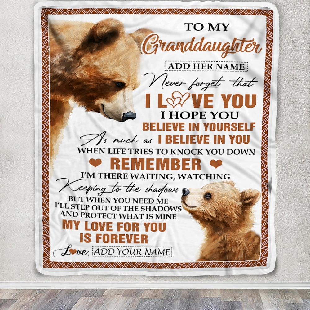 Personalized Gifts For Granddaughter Blanket From Grandma Grandpa Bear My Love For You Is Forever Granddaughter Birthday Gifts Christmas Fleece Blanket | siriusteestore