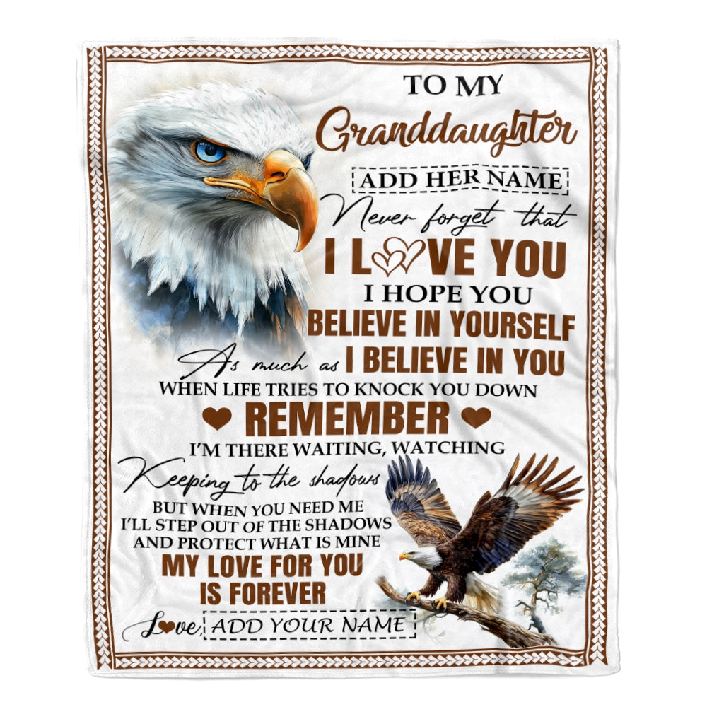 Personalized Gifts For Granddaughter Blanket From Grandma Grandpa Eagle My Love For You Is Forever Granddaughter Birthday Gifts Christmas Fleece Blanket | siriusteestore