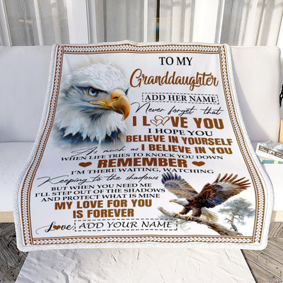Personalized Gifts For Granddaughter Blanket From Grandma Grandpa Eagle My Love For You Is Forever Granddaughter Birthday Gifts Christmas Fleece Blanket | siriusteestore