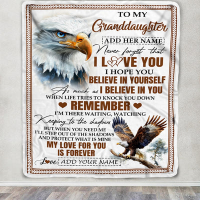 Personalized Gifts For Granddaughter Blanket From Grandma Grandpa Eagle My Love For You Is Forever Granddaughter Birthday Gifts Christmas Fleece Blanket | siriusteestore