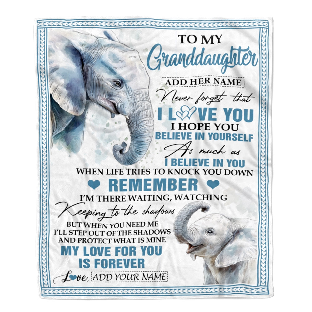 Personalized Gifts For Granddaughter Blanket From Grandma Grandpa Elephant My Love For You Is Forever Granddaughter Birthday Gifts Christmas Fleece Blanket | siriusteestore