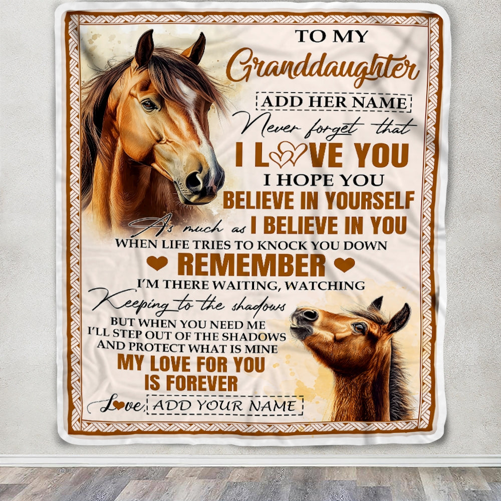 Personalized Gifts For Granddaughter Blanket From Grandma Grandpa Horse My Love For You Is Forever Granddaughter Birthday Gifts Christmas Fleece Blanket | siriusteestore