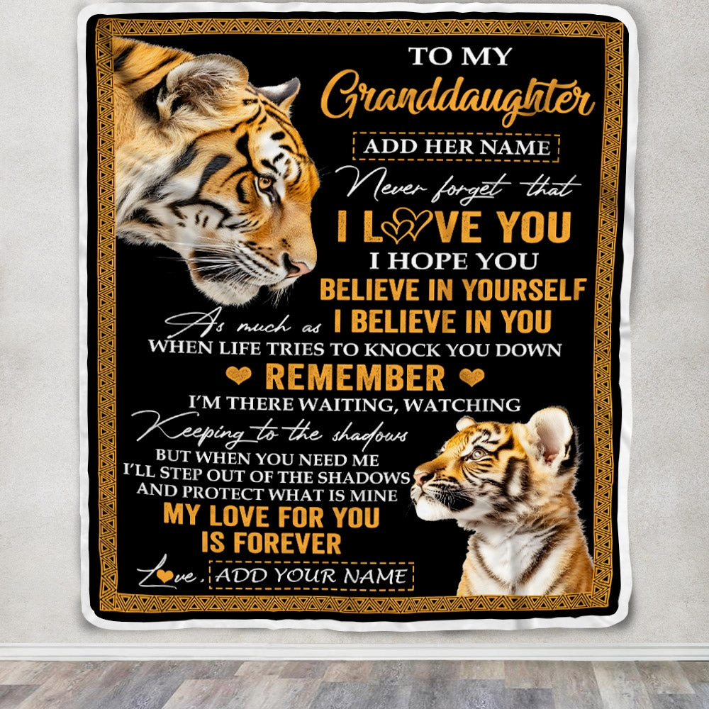Personalized Gifts For Granddaughter Blanket From Grandma Grandpa Tiger My Love For You Is Forever Granddaughter Birthday Gifts Christmas Fleece Blanket | siriusteestore