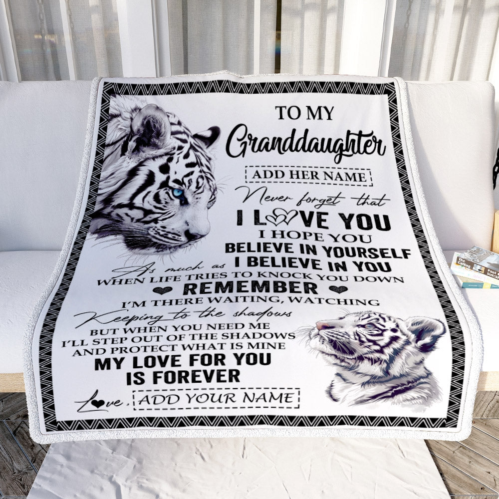 Personalized Gifts For Granddaughter Blanket From Grandma Grandpa White Tiger My Love For You Is Forever Granddaughter Birthday Gifts Christmas Fleece Blanket | siriusteestore