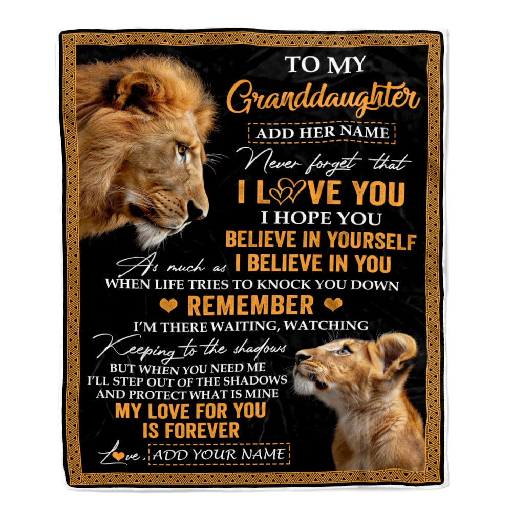 Personalized Gifts For Granddaughter Blanket From Grandpa Grandfather Lion My Love For You Is Forever Granddaughter Birthday Gifts Christmas Fleece Blanket | siriusteestore