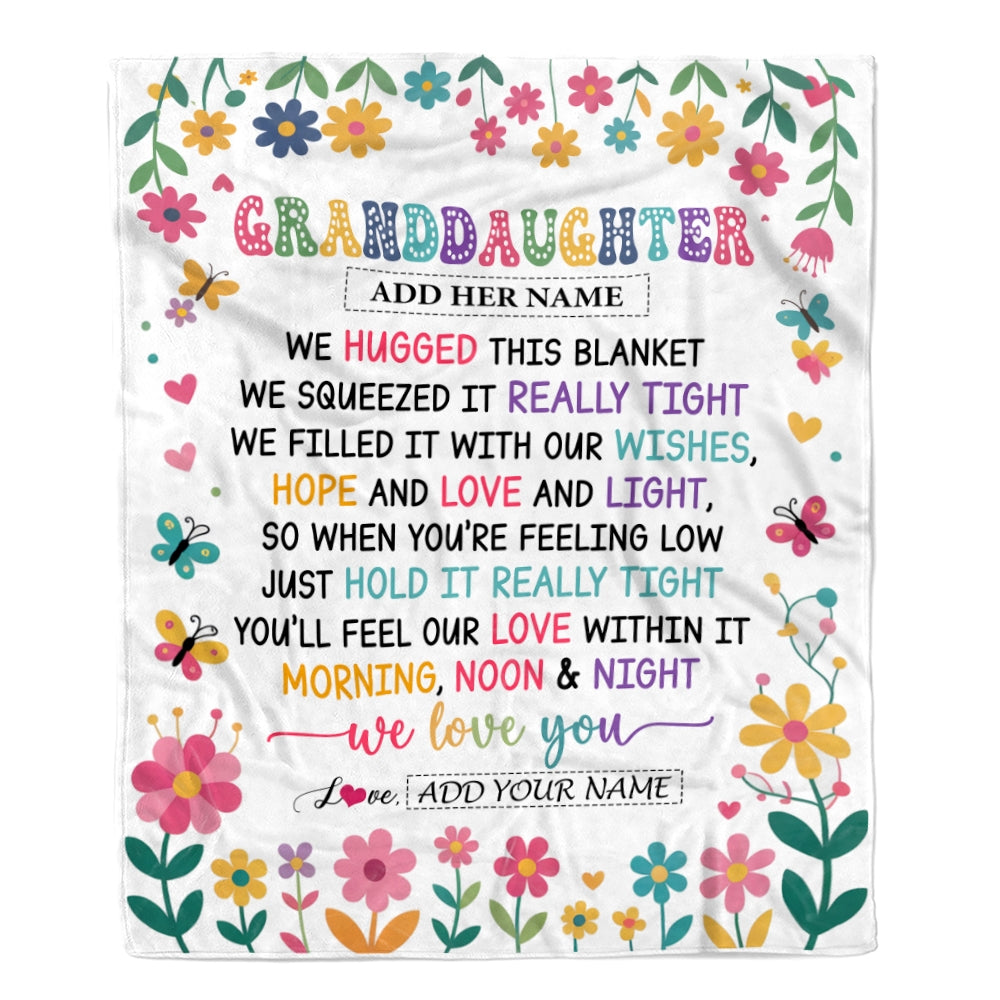 Personalized Gifts For Granddaughter From Grandma Blanket We Hugged This Blanket Floral Presents Birthday Gift For Granddaughter Gifts Custom Fleece Blanket | siriusteestore