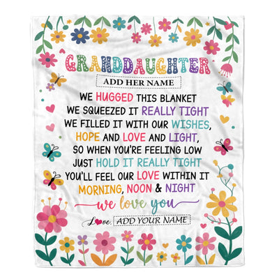 Personalized Gifts For Granddaughter From Grandma Blanket We Hugged This Blanket Floral Presents Birthday Gift For Granddaughter Gifts Custom Fleece Blanket | siriusteestore