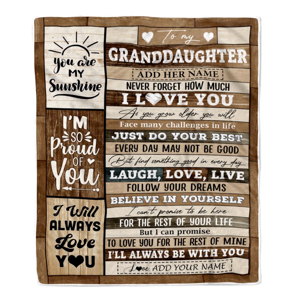 Personalized Gifts For Granddaughter From Grandma Grandpa Blanket Wood Love You Mothers Day Granddaughter Gifts Birthday Graduation Christmas Fleece Blanket | siriusteestore