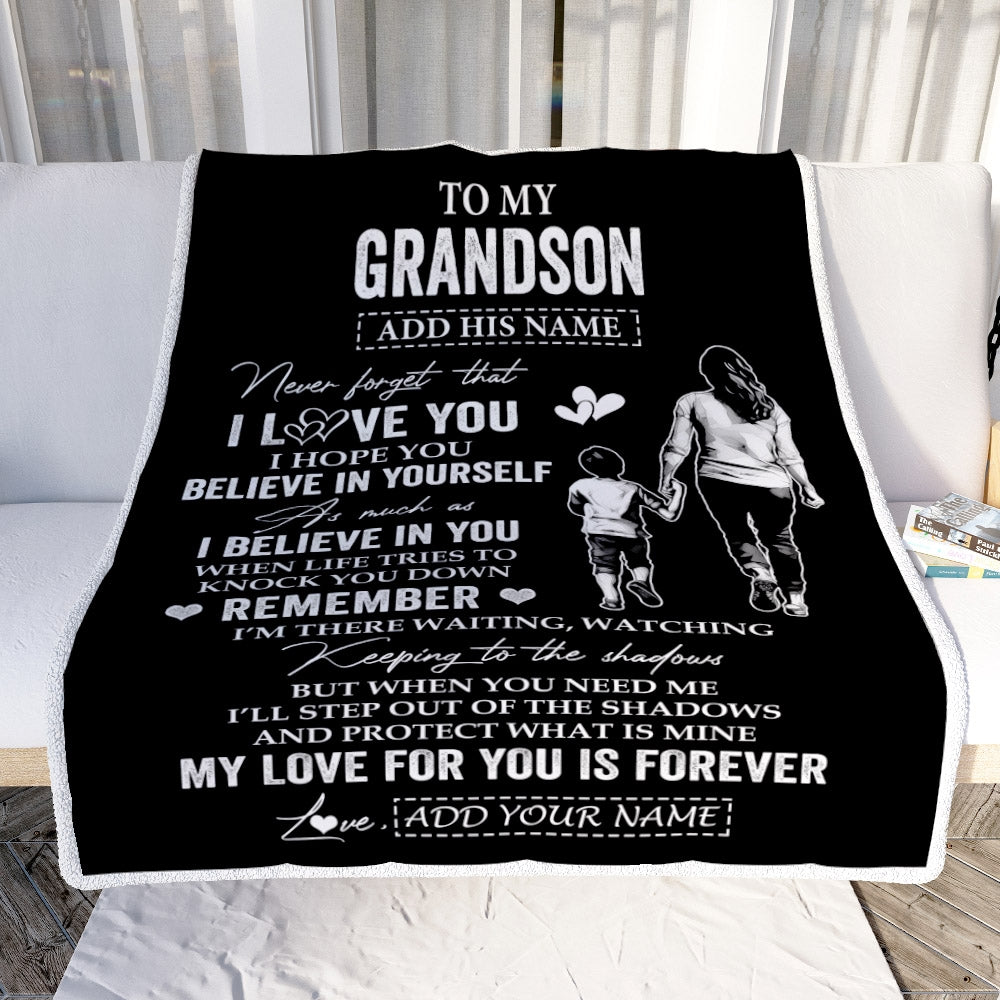 Personalized Gifts For Grandson Blanket From Grandma Grandmother My Love For You Is Forever Grandson Birthday Gifts Graduation Christmas Custom Fleece Blanket | siriusteestore