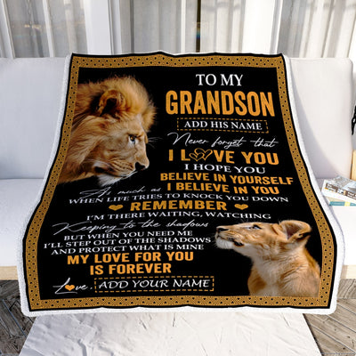 Personalized Gifts For Grandson Blanket From Grandpa Grandfather Lion My Love For You Is Forever Grandson Birthday Gifts Graduation Christmas Fleece Blanket | siriusteestore