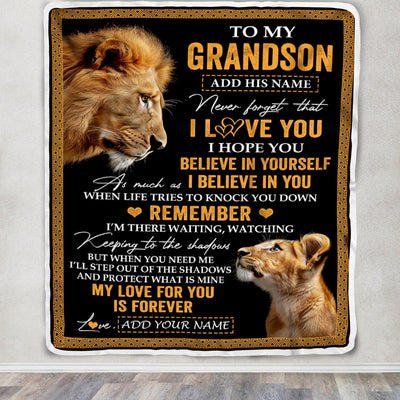 Personalized Gifts For Grandson Blanket From Grandpa Grandfather Lion My Love For You Is Forever Grandson Birthday Gifts Graduation Christmas Fleece Blanket | siriusteestore