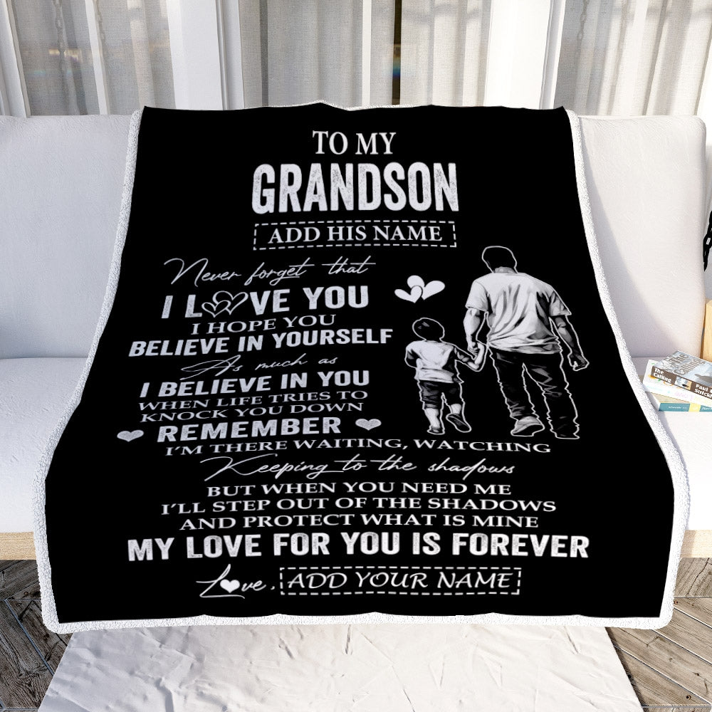Personalized Gifts For Grandson Blanket From Grandpa Grandfather My Love For You Is Forever Grandson Birthday Gifts Graduation Christmas Custom Fleece Blanket | siriusteestore