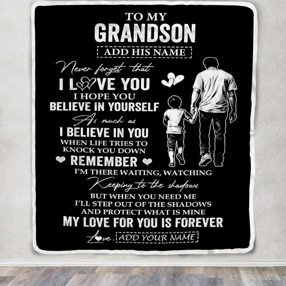 Personalized Gifts For Grandson Blanket From Grandpa Grandfather My Love For You Is Forever Grandson Birthday Gifts Graduation Christmas Custom Fleece Blanket | siriusteestore