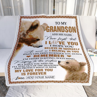 Personalized Gifts For Grandson Blanket From Grandpa Grandma Bear My Love For You Is Forever Grandson Birthday Gifts Graduation Christmas Fleece Blanket | siriusteestore