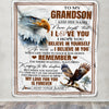 Personalized Gifts For Grandson Blanket From Grandpa Grandma Eagle My Love For You Is Forever Grandson Birthday Gifts Graduation Christmas Fleece Blanket | siriusteestore