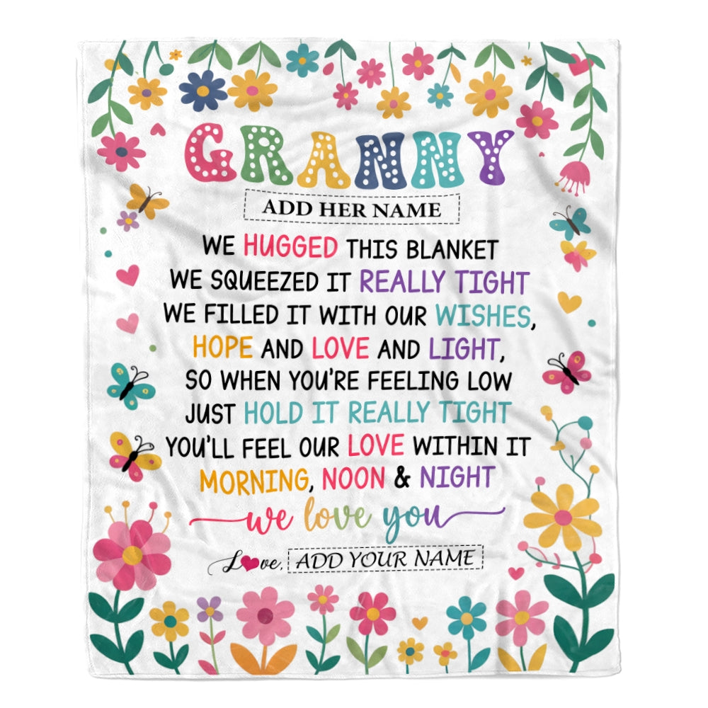 Personalized Gifts For Granny From Granddaughter Blanket We Hugged This Blanket Floral Presents Birthday Gift For Granny Gifts Customized Fleece Throw Blanket | siriusteestore