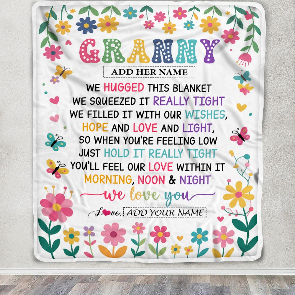 Personalized Gifts For Granny From Granddaughter Blanket We Hugged This Blanket Floral Presents Birthday Gift For Granny Gifts Customized Fleece Throw Blanket | siriusteestore