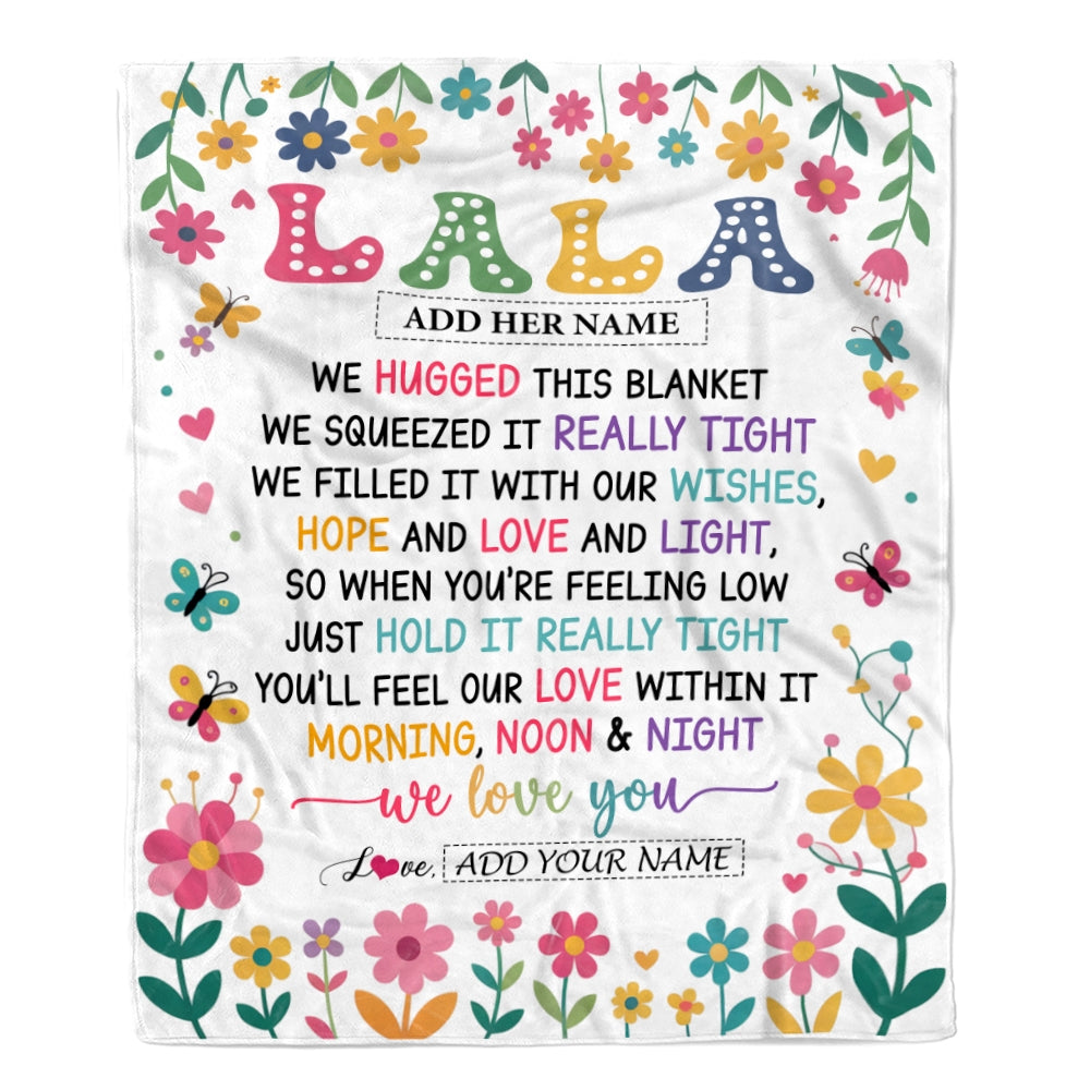 Personalized Gifts For Lala From Granddaughter Grandkids Blanket We Hugged This Blanket Floral Presents Birthday Gift For Lala Gifts Customized Fleece Blanket | siriusteestore
