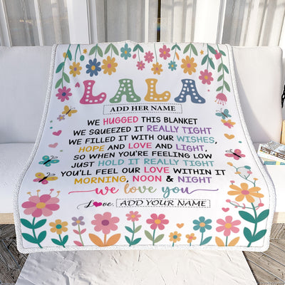 Personalized Gifts For Lala From Granddaughter Grandkids Blanket We Hugged This Blanket Floral Presents Birthday Gift For Lala Gifts Customized Fleece Blanket | siriusteestore